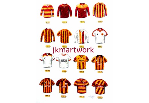 Bradford City FC Retro Shirts Wall Art Print